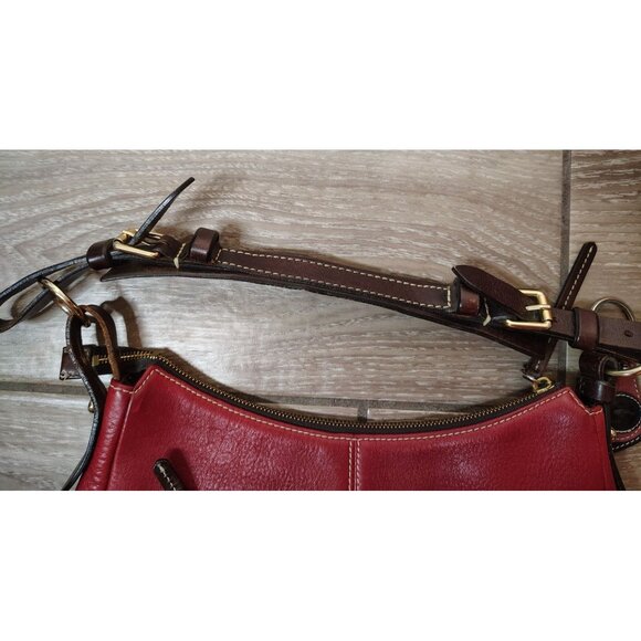 Vintage Dooney & Bourke Red Pebbled Leather Purse Shoulder Bag Zip Front Pockets - Picture 8 of 8